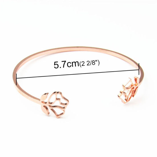 ステンレス鋼 カフ バングル ブレスレット 金メッキ バラ 18cm 長さ、 1 個 の画像