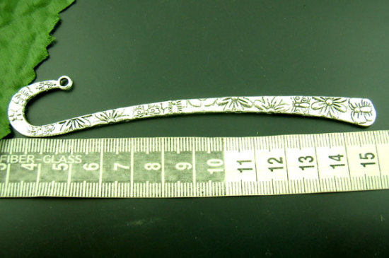 亜鉛合金 しおり 曲げ 銀古美 蝶 12.4cm、 6 個 の画像