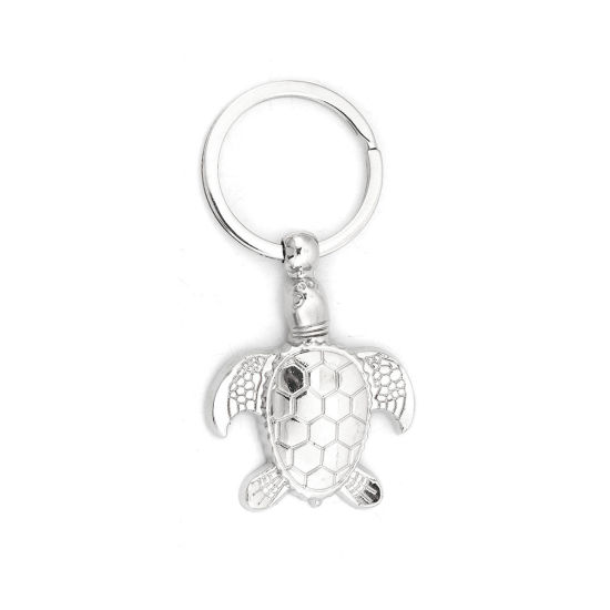 Image de Porte-Clés Tortue de Mer Argent Mat 76mm x 37mm, 1 Pièce