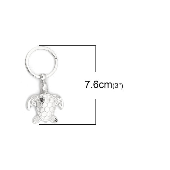 Image de Porte-Clés Tortue de Mer Argent Mat 76mm x 37mm, 1 Pièce