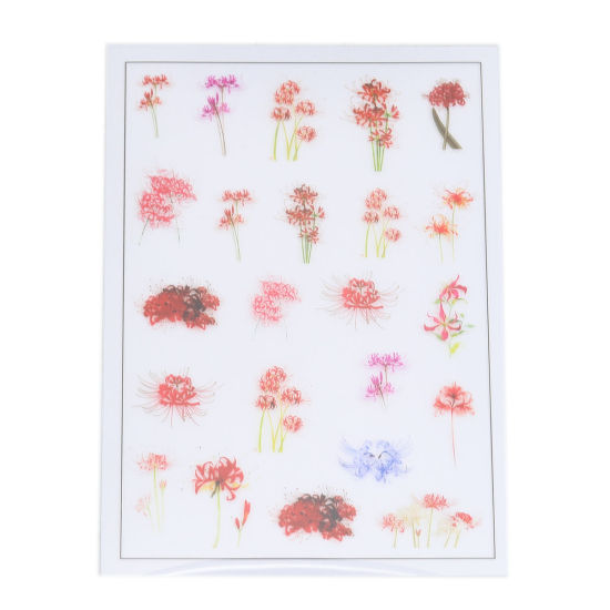 Image de Matériaux de Remplissage de Bijoux de Résine en Papier Rouge Lycoris Rouge / Lis de l'Araignée Rouge 15cm x 10.5cm, 2 Pcs
