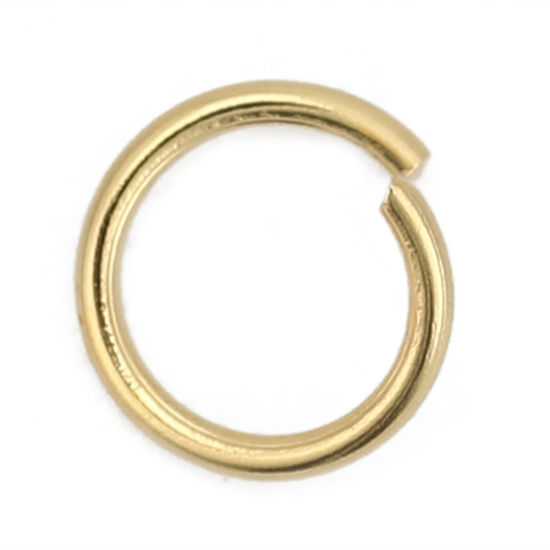 Immagine di 200 Pz 6mm Dia, 0.7mm(21 misura) 304 Acciaio Inossidabile Aperto Stile Anello di Salto Oro Placcato Tondo