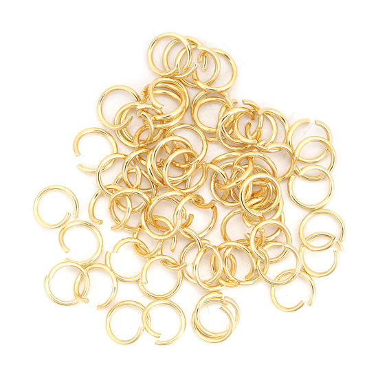 Immagine di 100 Pz 6mm Dia, 0.8mm(20 misura) 304 Acciaio Inossidabile Aperto Stile Anello di Salto Oro Placcato Tondo