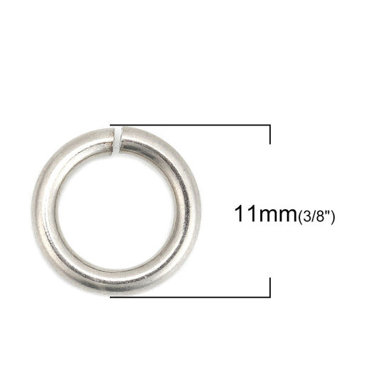 Image de 50 Pcs 11mm Dia, 1.8mm(taille 13) Anneaux de Jonction pour la Fabrication de Bijoux Ouvert en 304 Acier Inoxydable Argent Mat Rond