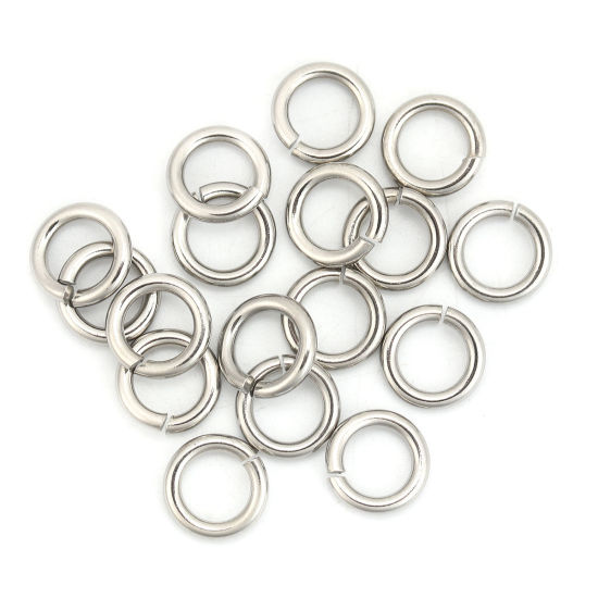 Image de 50 Pcs 11mm Dia, 2mm(taille 12) Anneaux de Jonction pour la Fabrication de Bijoux Ouvert en 304 Acier Inoxydable Argent Mat Rond