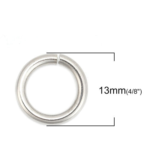 50 個 13mm 直径、 2mm（12号） 304ステンレス鋼 丸カン 丸カン シルバートーン 円形 の画像