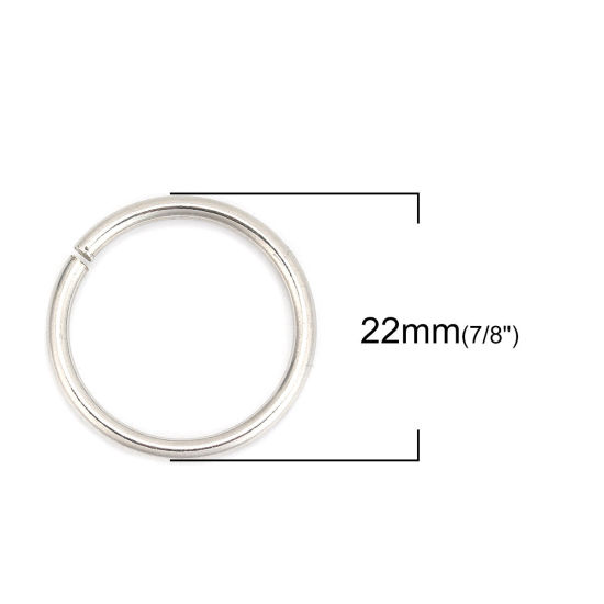 Image de 20 Pcs 22mm Dia, 2mm(taille 12) Anneaux de Jonction pour la Fabrication de Bijoux Ouvert en 304 Acier Inoxydable Argent Mat Rond