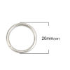 Picture of 20 PCs 20mm Dia., 2mm(12 gauge) 304 Stainless Steel Open Jump Rings Findings For Jewelry Making Silver Tone Round