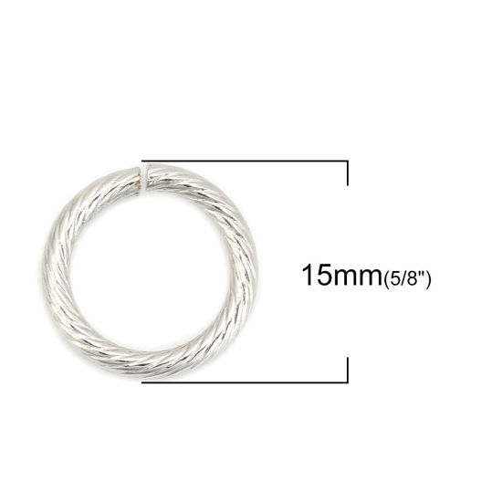 Image de 20 Pcs 15mm Dia, 2mm(taille 12) Anneaux de Jonction pour la Fabrication de Bijoux Ouvert en 304 Acier Inoxydable Argent Mat Rond
