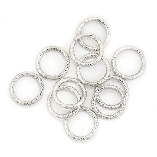 Image de 20 Pcs 15mm Dia, 2mm(taille 12) Anneaux de Jonction pour la Fabrication de Bijoux Ouvert en 304 Acier Inoxydable Argent Mat Rond