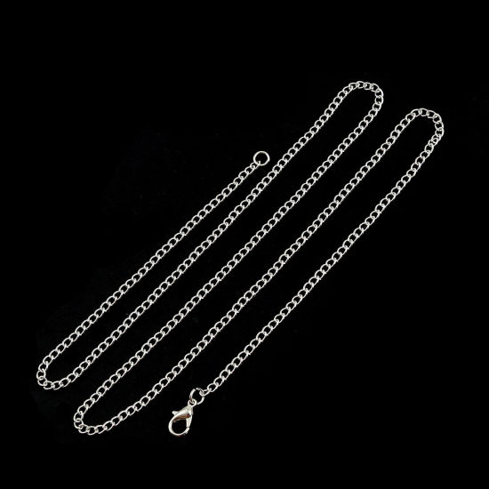 合金 喜平チェーン ネックレス 銀メッキ 69.5cm長さ、 チェーンサイズ: 4x3mm、 1 パック （ 12 個/パック） の画像