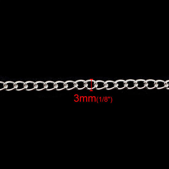 合金 喜平チェーン ネックレス 銀メッキ 69.5cm長さ、 チェーンサイズ: 4x3mm、 1 パック （ 12 個/パック） の画像