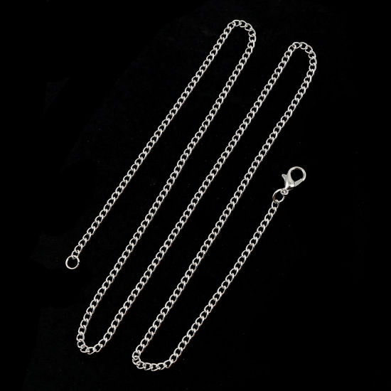 合金 喜平チェーン ネックレス 銀メッキ 59.5cm長さ、 チェーンサイズ: 4x3mm、 1 パック （ 12 個/パック） の画像
