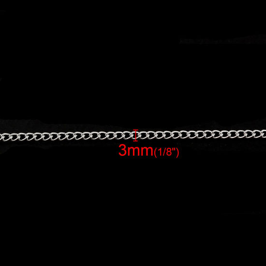 合金 喜平チェーン ネックレス 銀メッキ 59.5cm長さ、 チェーンサイズ: 4x3mm、 1 パック （ 12 個/パック） の画像