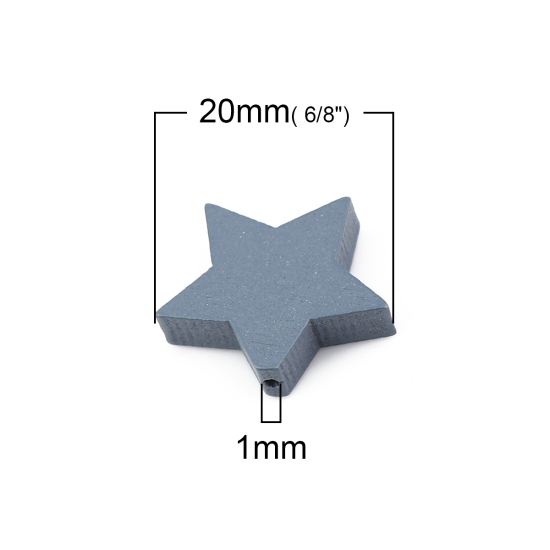 ウッド ビーズ 五芒星 グレー 約 20mm x 17mm、 穴：約 1mm、 30 個 の画像