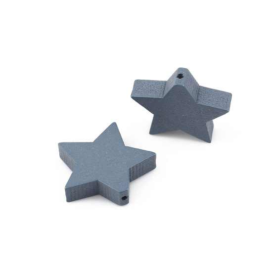ウッド ビーズ 五芒星 グレー 約 20mm x 17mm、 穴：約 1mm、 30 個 の画像