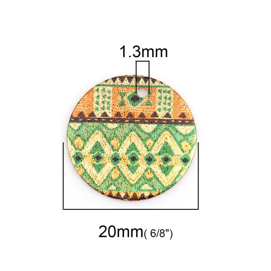 Image de Breloques Peinture en Émail en Alliage de Zinc Rond Doré Multicolore Géométrique Amas Stellaire  20mm Dia, 10 Pcs