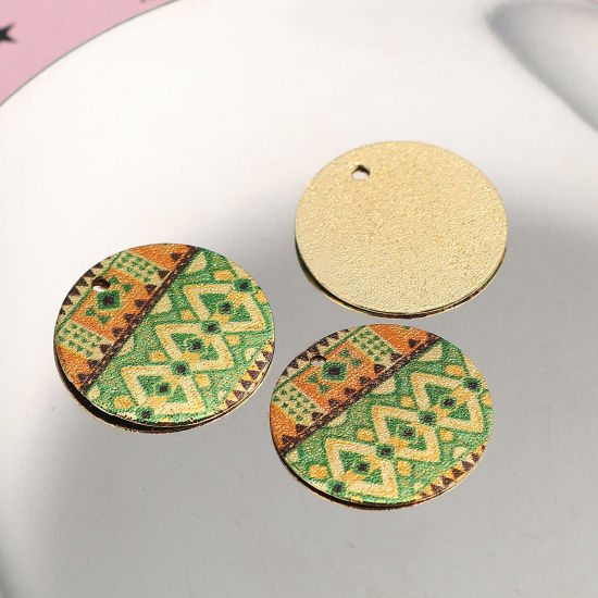 Image de Breloques Peinture en Émail en Alliage de Zinc Rond Doré Multicolore Géométrique Amas Stellaire  20mm Dia, 10 Pcs