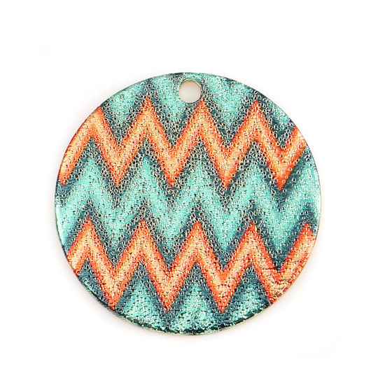 Image de Breloques Peinture en Émail en Alliage de Zinc Rond Doré Vert Amas Stellaire  20mm Dia, 10 Pcs