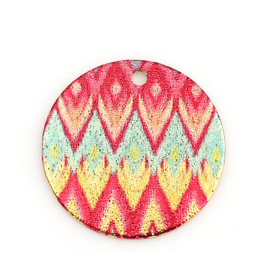 Image de Breloques Peinture en Émail en Alliage de Zinc Rond Doré Multicolore Amas Stellaire  20mm Dia, 10 Pcs