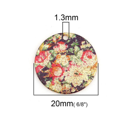 Image de Breloques Peinture en Émail en Alliage de Zinc Rond Doré Multicolore Amas Stellaire  20mm Dia, 10 Pcs