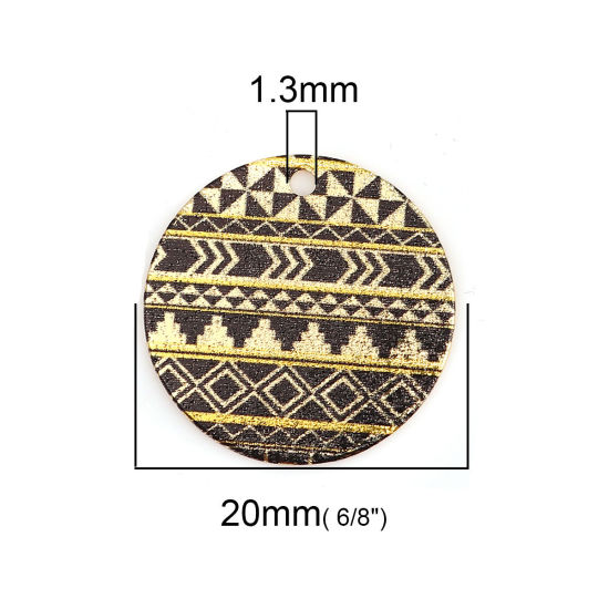 Image de Breloques Peinture en Émail en Alliage de Zinc Rond Doré Noir Géométrique Amas Stellaire  20mm Dia, 10 Pcs