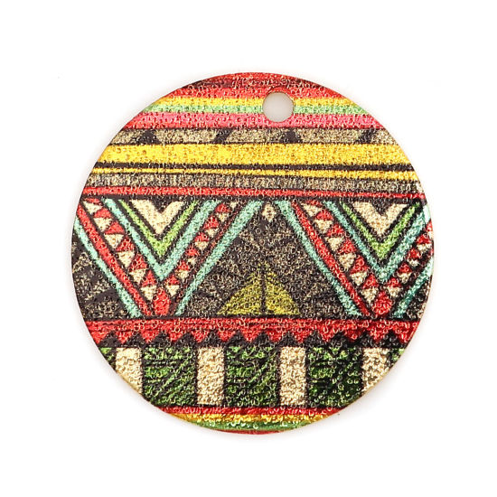 Image de Breloques Peinture en Émail en Alliage de Zinc Rond Doré Multicolore Géométrique Amas Stellaire  20mm Dia, 10 Pcs
