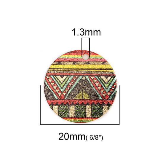 Image de Breloques Peinture en Émail en Alliage de Zinc Rond Doré Multicolore Géométrique Amas Stellaire  20mm Dia, 10 Pcs