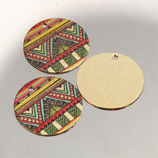Image de Breloques Peinture en Émail en Alliage de Zinc Rond Doré Multicolore Géométrique Amas Stellaire  20mm Dia, 10 Pcs