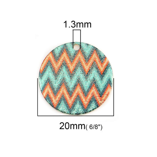 Image de Breloques Peinture en Émail en Alliage de Zinc Rond Doré Multicolore Géométrique Amas Stellaire  20mm Dia, 10 Pcs
