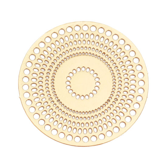 Image de Connecteurs Estampe en Filigrane en Alliage de Fer Rond Doré Cercles 28mm Dia, 10 Pcs