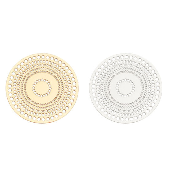 Image de Connecteurs Estampe en Filigrane en Alliage de Fer Rond Doré Cercles 28mm Dia, 10 Pcs