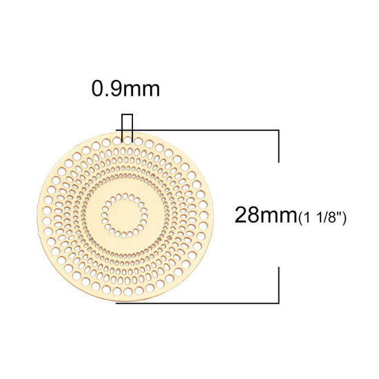 Image de Connecteurs Estampe en Filigrane en Alliage de Fer Rond Doré Cercles 28mm Dia, 10 Pcs