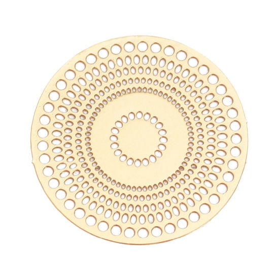 Image de Connecteurs Estampe en Filigrane en Alliage de Fer Rond Doré Cercles 28mm Dia, 10 Pcs