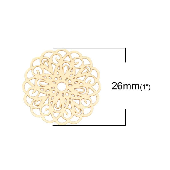 Image de Connecteurs Estampe en Filigrane en Laiton Fleur Argent Mat 26mm x 25mm, 10 Pcs