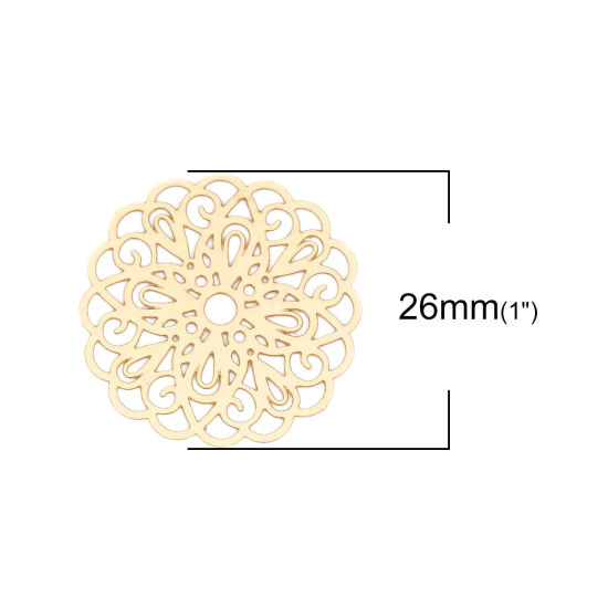 Image de Connecteurs Estampe en Filigrane en Laiton Fleur Doré 26mm x 25mm, 10 Pcs