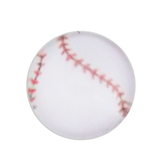 Image de Cabochon Dôme en Verre Rond Dos Plat Blanc Baseball 12mm Dia, 40 Pcs