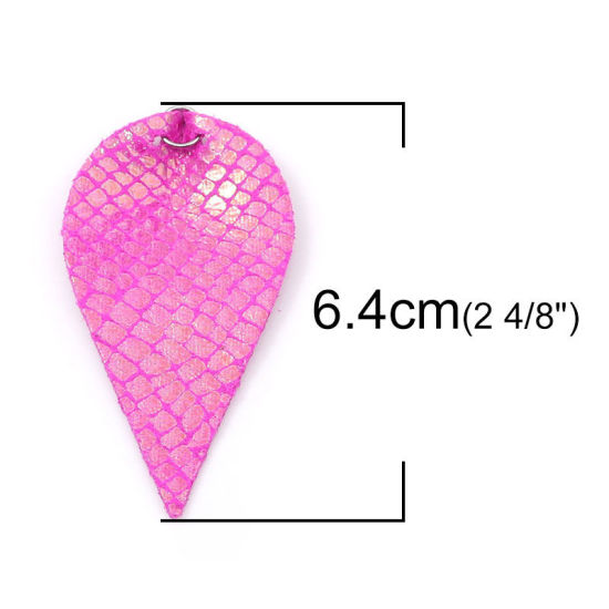 Изображение PU Подвески Лист Фуксия Разноцветный 6.4см x 3.4см, 5 ШТ