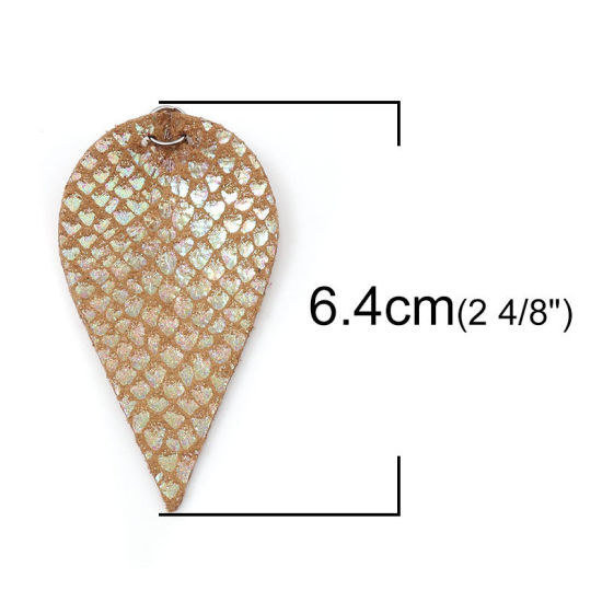 Изображение PU Подвески Лист Фуксия Разноцветный 6.4см x 3.4см, 5 ШТ