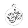 Picture of Zinc Based Alloy Yoga Healing Charms Round Disc Antique Silver Color OM/ Aum Symbol 16mm x 13mm, 50 PCs
