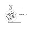 Picture of Zinc Based Alloy Yoga Healing Charms Round Disc Antique Silver Color OM/ Aum Symbol 16mm x 13mm, 50 PCs
