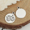 Picture of Zinc Based Alloy Yoga Healing Charms Round Disc Antique Silver Color OM/ Aum Symbol 16mm x 13mm, 50 PCs