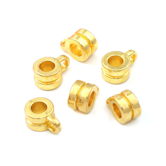 Picture of Zinc Based Alloy Bail Beads Cylinder Gold Plated 9mm x 6mm, 100 PCs