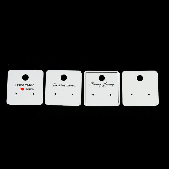 Picture of Paper Jewelry Display Card Square Black & White Message Pattern 40mm x 40mm, 100 Sheets