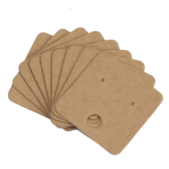 Picture of Paper Jewelry Display Card Square Light Coffee 40mm x 40mm, 100 Sheets