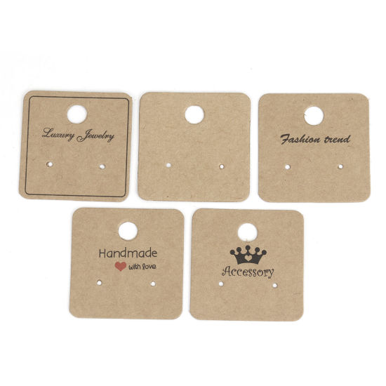 Picture of Paper Jewelry Display Card Square Light Coffee 40mm x 40mm, 100 Sheets