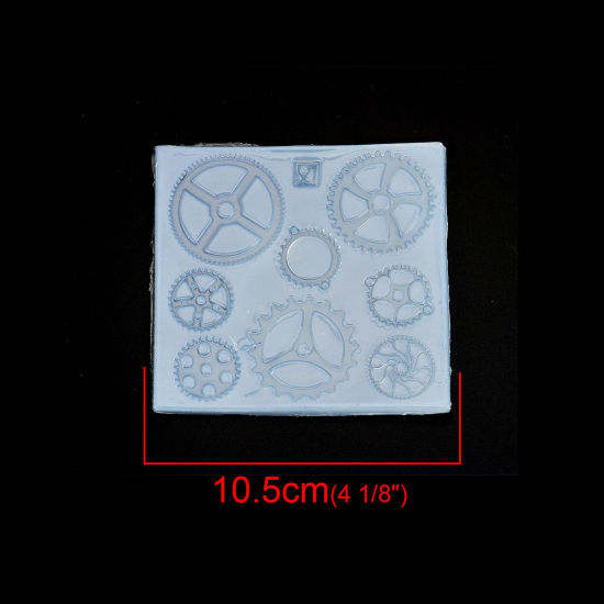 Image de Moule en Silicone Rectangle Blanc Roue Dentée 10.5cm x 10cm, 1 Pièce