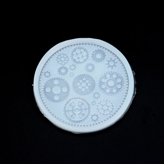 Image de Moule en Silicone Rond Blanc Roue Dentée 10.3cm Dia., 1 Pièce
