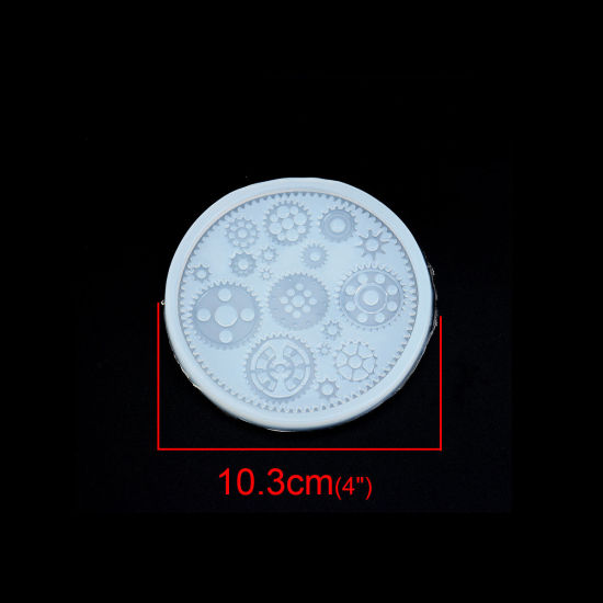 Image de Moule en Silicone Rond Blanc Roue Dentée 10.3cm Dia., 1 Pièce