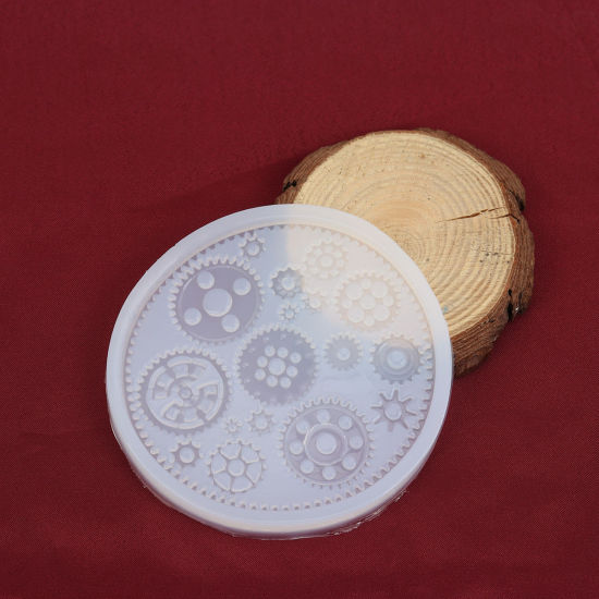 Image de Moule en Silicone Rond Blanc Roue Dentée 10.3cm Dia., 1 Pièce